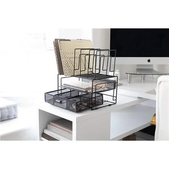 Black Workspace Desk organizers and Storage and Accessories Desktop Rack